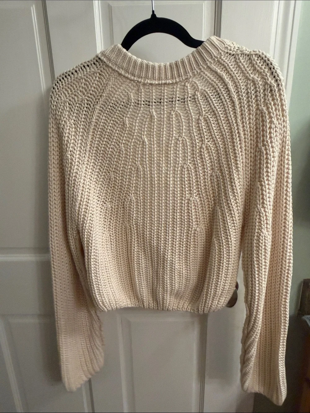 Free People Cream Chunky Ribbed Button Cardigan